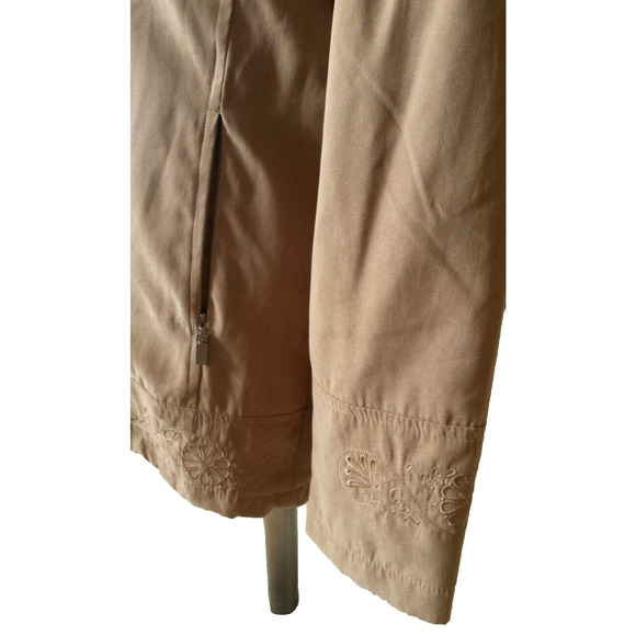 London Fog All Weather Suede Brown Embroidered Jacket Drawstring Zipper Med - Picture 9 of 12